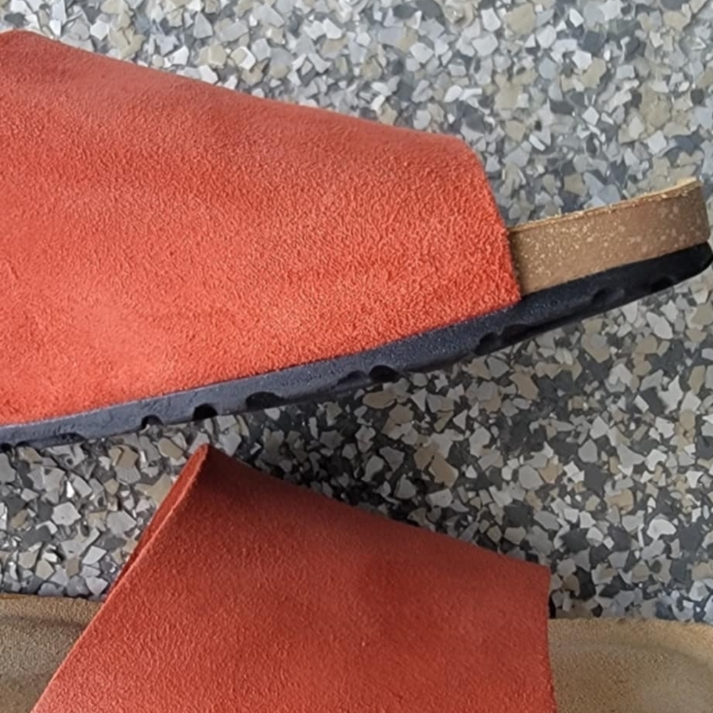 Women's Orange Slide Sandals Made In Italy - Picture 7 of 8